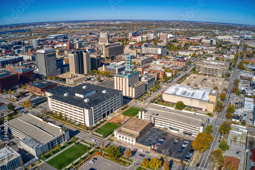 Aerial View of Lincoln  Nebraska in Autumn