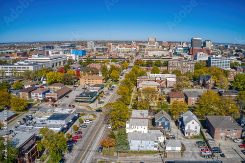 Aerial View of Lincoln, Nebraska in Autumn