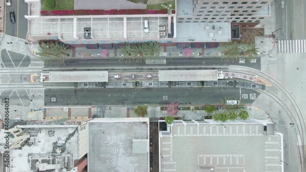 Aerial view Los Angeles. Drone top-down view of street road in center of Long Beach. Urban business offices, apartments. modern city in America. Aerial view Los Angeles. Drone top-down view of street road in center of Long Beach. Urban business offices, apartments. modern city in America.