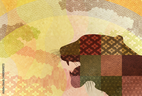 寅　年賀状　和柄　背景