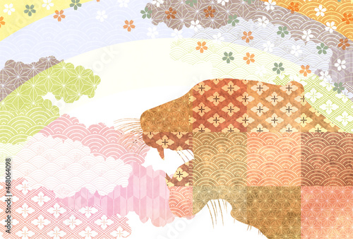 寅　年賀状　和柄　背景