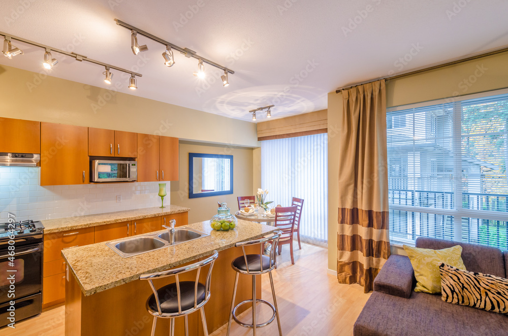 Modern dining room in luxury house. Modern dining room in luxury house.