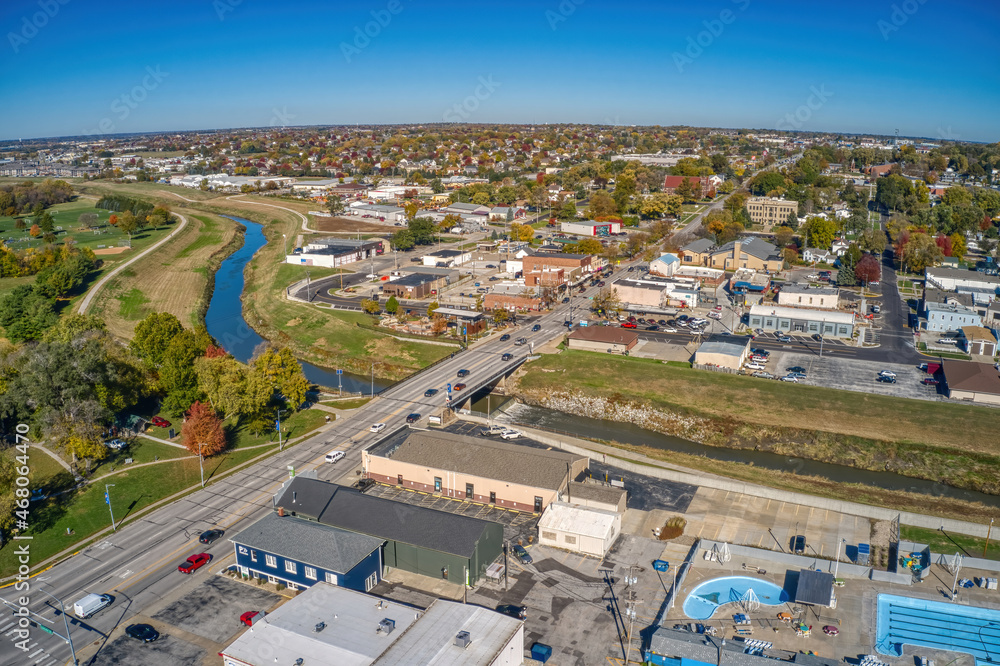 Aerial View of the Omaha Suburb of Papillion, Nebraska