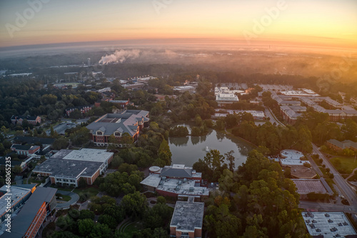 Aerial View of a Public University in the Southern Georgia town of Spartanburg