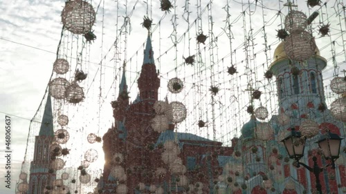 Kazan Cathedral and the State Historical Museum Red Square. High quality photo.Nikolskaya street