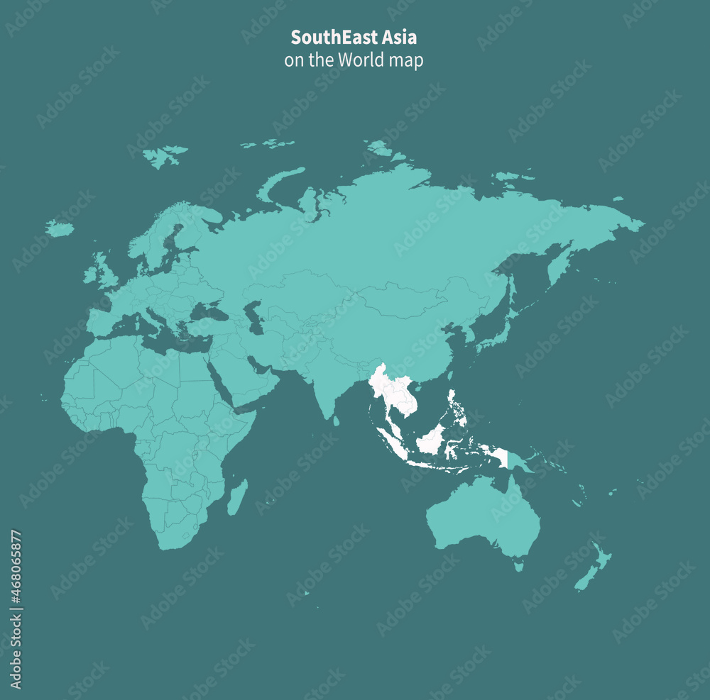 Southeast Asia vector map.
world map by region.