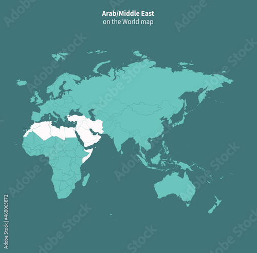 Middleeast vector map. world map by region.