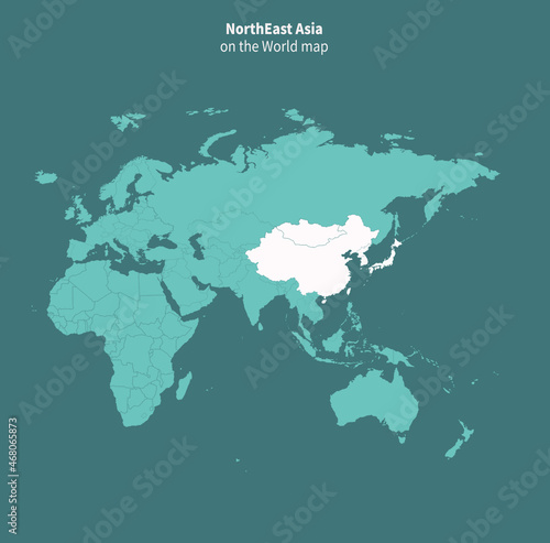 Northeast Asia vector map. world map by region.