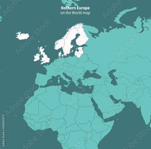 Nothern Europe vector map. world map by region.