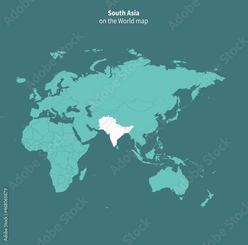 Fototapeta Naklejka Na Ścianę i Meble -  South Asia vector map.
world map by region.