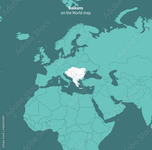 Balkans vector map.
world map by region.