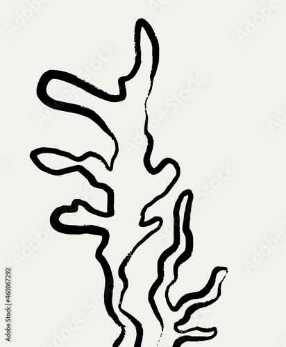 Vector  hand drawn illustration with algae  . Creative artwork in minimalism style. Template for card, poster, banner, print for t-shirt, pin, badge, patch.