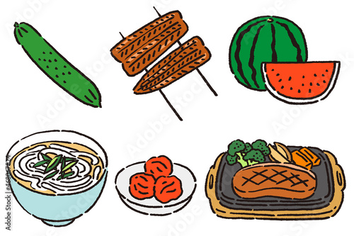 土用の丑の日に食べる、うのつく食べ物のセット