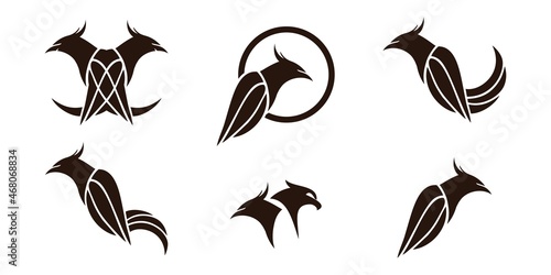 Fototapeta Naklejka Na Ścianę i Meble -  set silhouette bird logo icon vector isolated. phoenix dove logo