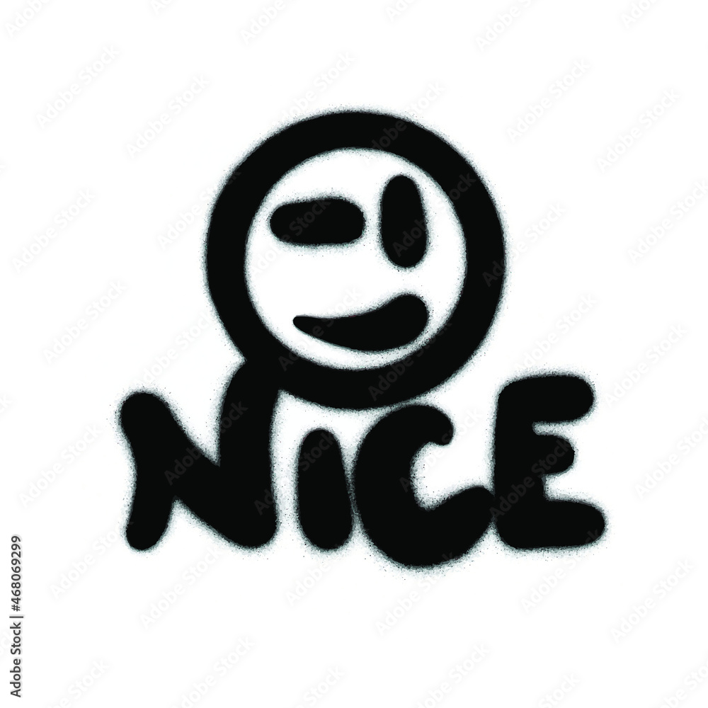 Graffiti Nice Smile Logo in black over white. Graffiti Nice Smile Logo in black over white.