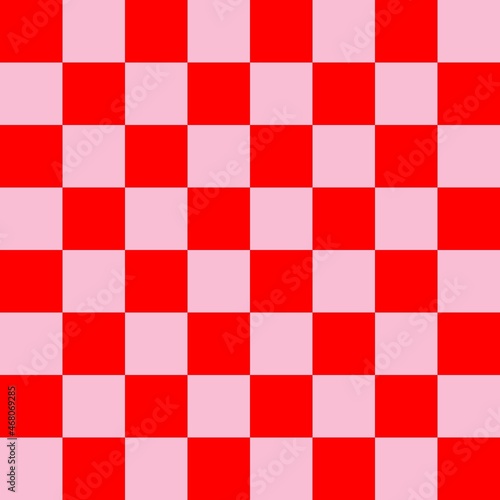 Checkerboard 8 by 8. Pink and Red colors of checkerboard. Chessboard, checkerboard texture. Squares pattern. Background.