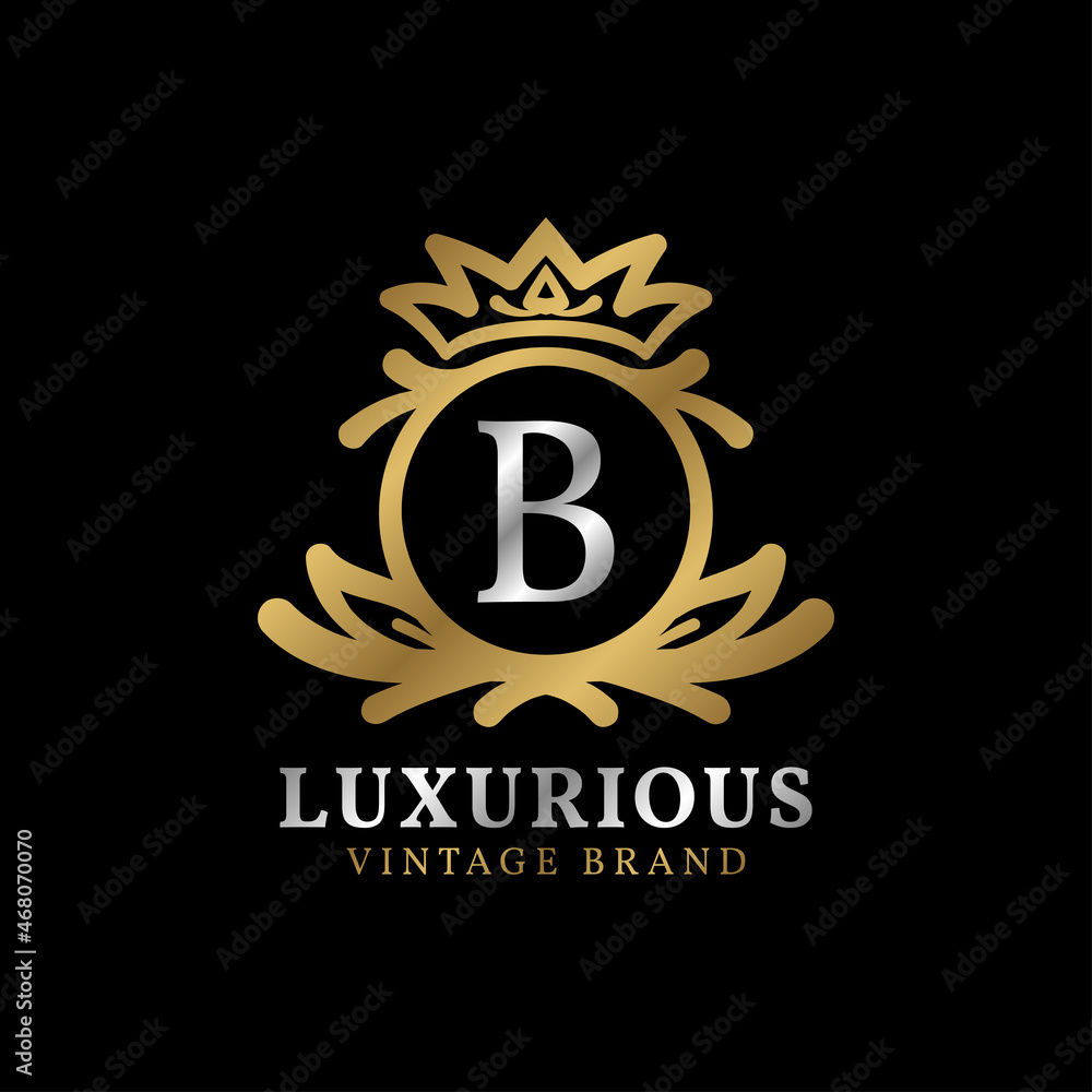 letter B with crown luxury crest for beauty care, salon, spa, fashion vector logo design letter B with crown luxury crest for beauty care, salon, spa, fashion vector logo design