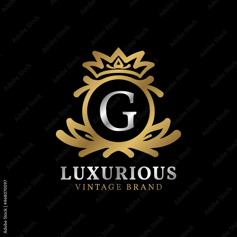 letter G with crown luxury crest for beauty care, salon, spa, fashion vector logo design letter G with crown luxury crest for beauty care, salon, spa, fashion vector logo design