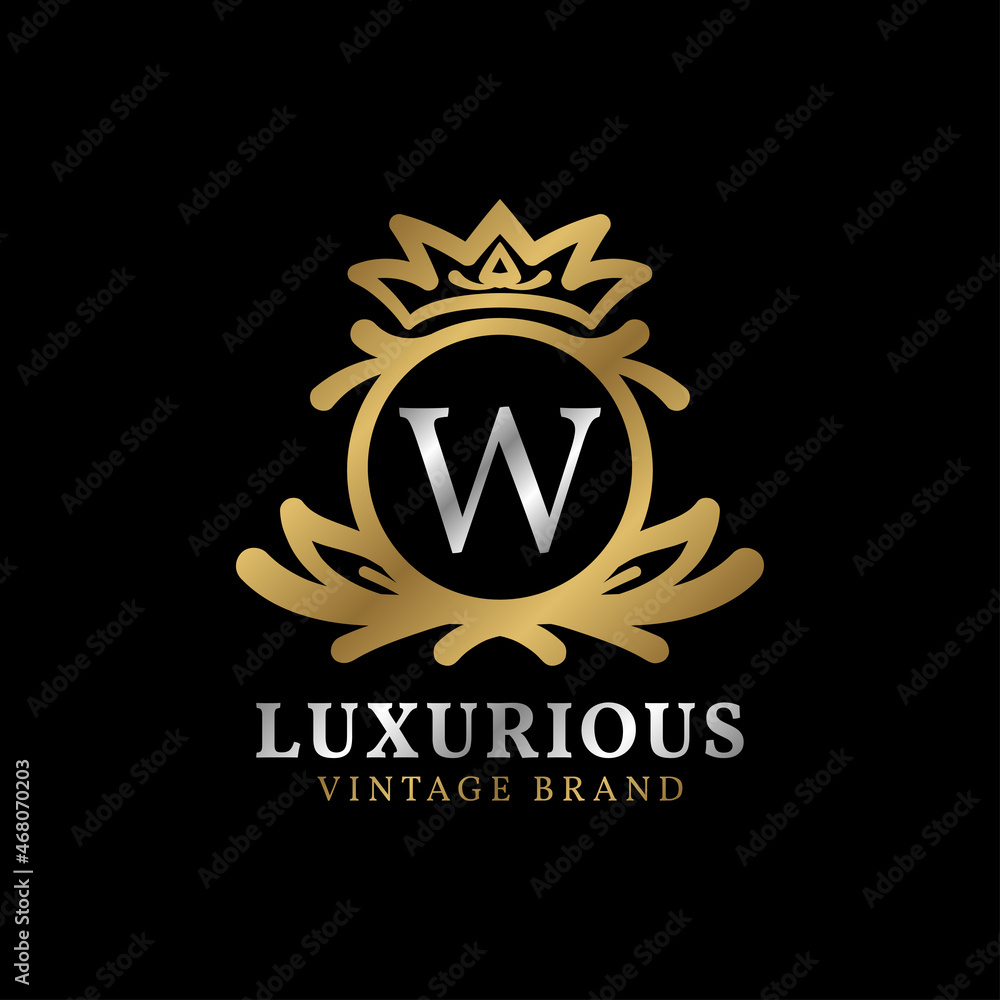 Fototapeta premium letter W with crown luxury crest for beauty care, salon, spa, fashion vector logo design