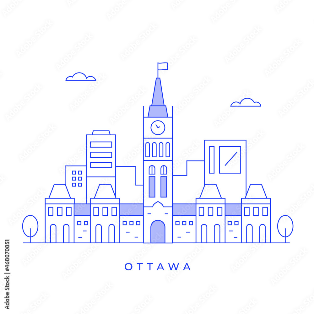 Modern Ottawa city in line art
