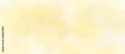 Yellow watercolor background. Unevenly painted wall background. Pastel yellow beige Aquarelle painted paper template texture Background banner, with copy space. 和紙素材-ベージュ