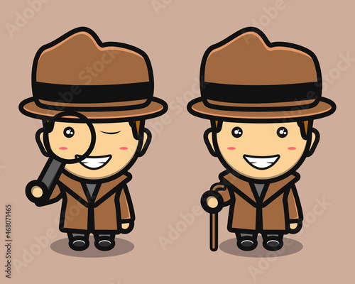 detective boy cartoon vector