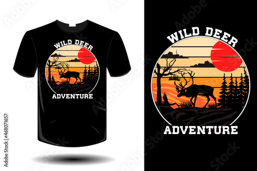 wild deer adventure mockup retro vintage design