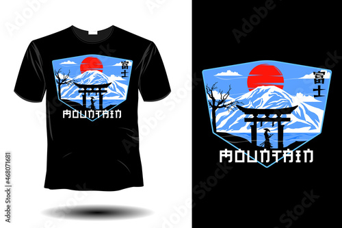 mountain fuji mockup retro vintage design