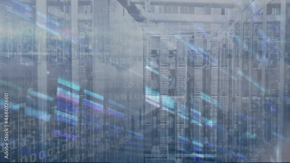 Animation of binary coding and data processing over computer servers Animation of binary coding and data processing over computer servers