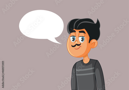 Mustache Man Speaking Vector Cartoon Illustration photo