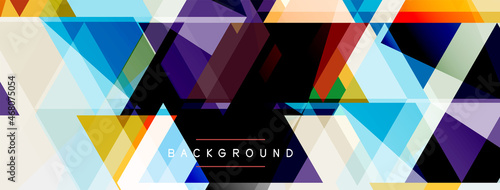 Color triangles composition, geometric abstract background. Techno or business concept, pattern for wallpaper, banner, background, landing page