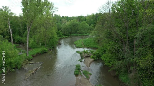 River meanders floodplain delta dron aerial video shot inland sandy sand alluvium forest lowlands wetland swamp quadcopter view flying fly flight show, protected landscape area Litovelske Pomoravi