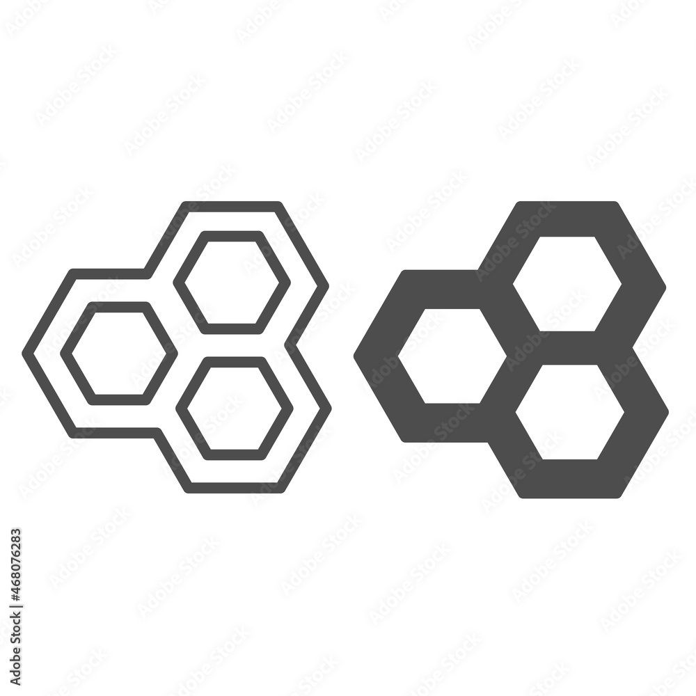 Bee honeycomb, hexagon line and solid icon, education concept, beehive vector sign on white background, outline style icon for mobile concept and web design. Vector graphics. Bee honeycomb, hexagon line and solid icon, education concept, beehive vector sign on white background, outline style icon for mobile concept and web design. Vector graphics.