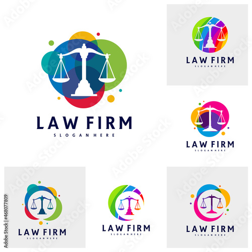 Set of Colorful Justice logo vector template, Creative Law Firm logo design concepts