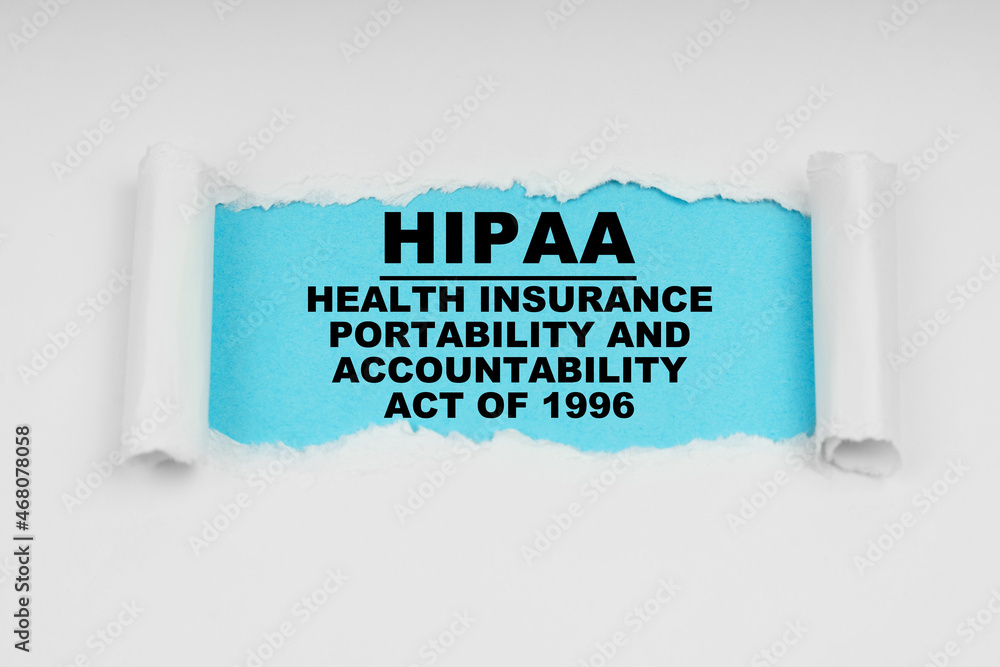 In the middle of a white sheet in space on a blue background the inscription - HIPAA In the middle of a white sheet in space on a blue background the inscription - HIPAA