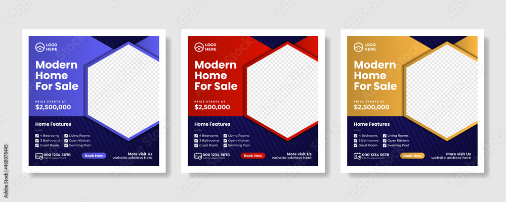 Real estate house property social media post or square banner template