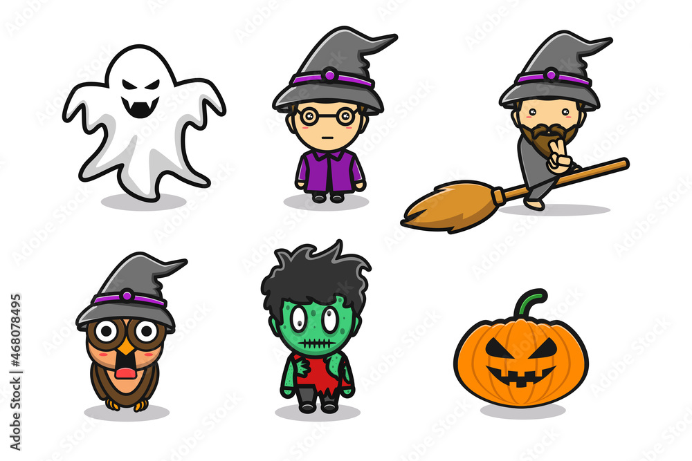 halloween set character cartoon halloween set character cartoon