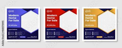 Real estate house property social media post or square banner template