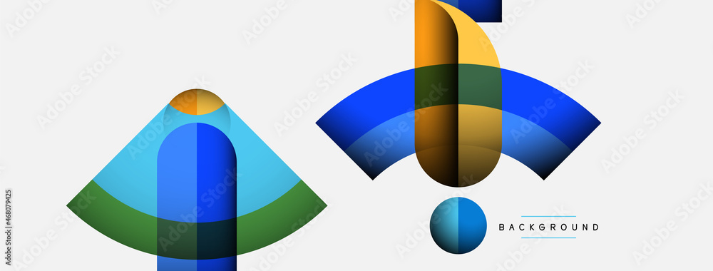 Obraz premium Geometric abstract background. Round shapes, circles, lines composition for wallpaper banner background or landing page