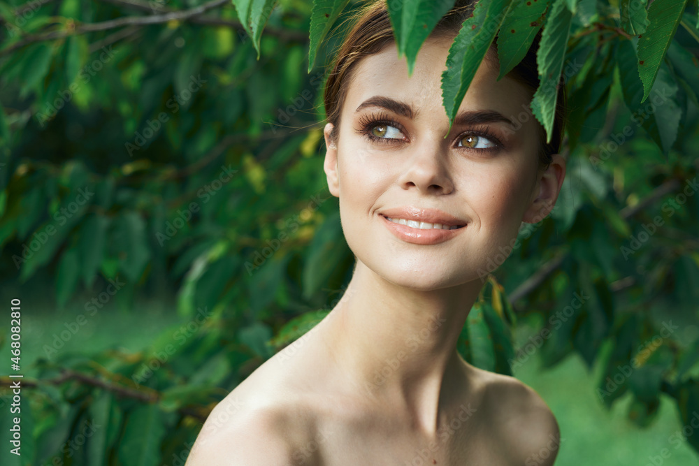 pretty woman green leaves clean skin nature summer Lifestyle pretty woman green leaves clean skin nature summer Lifestyle