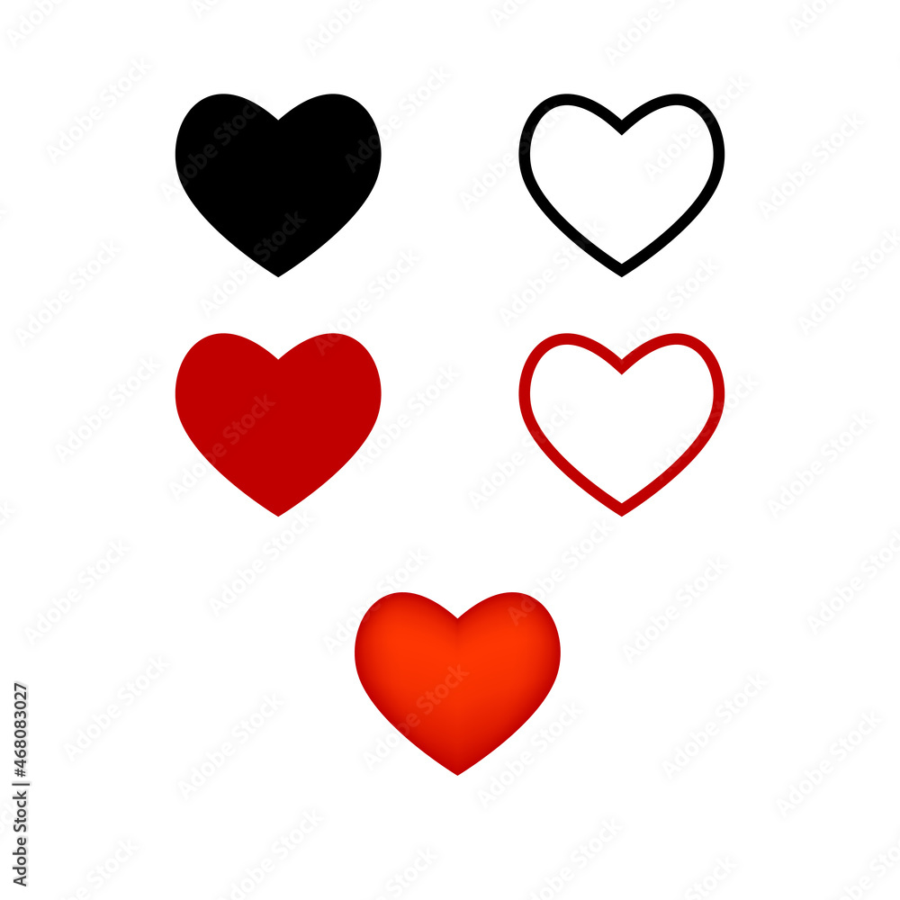 Set of a heart icon, vector set heart shape for lovers and apps