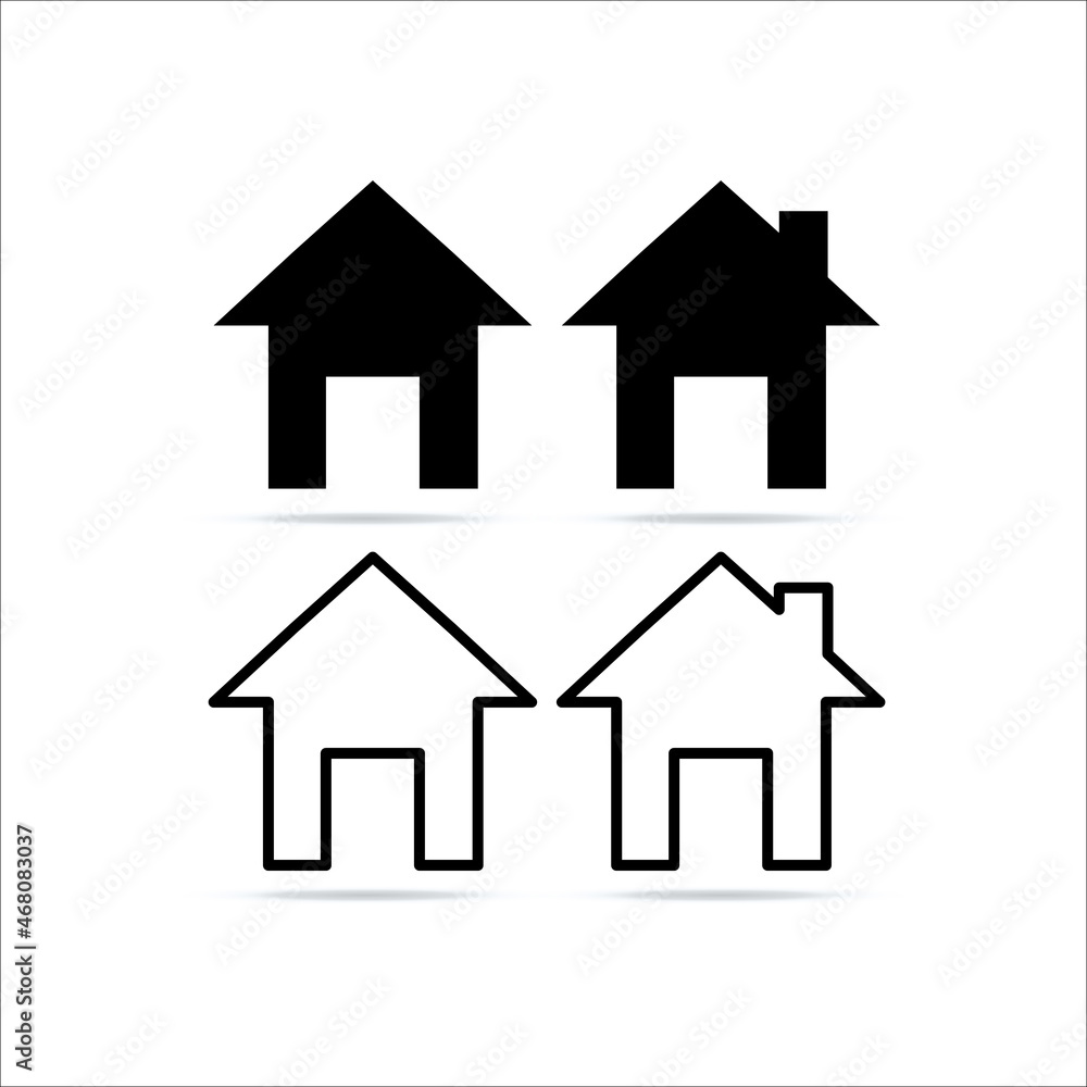 House icons set. Home icon collection. Real estate. Flat style houses symbols for apps and websites on white background 