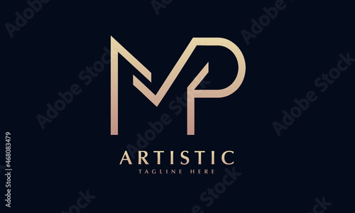 Alphabet MP or PM illustration monogram vector logo template