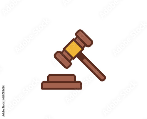 Judge hammer premium line icon.