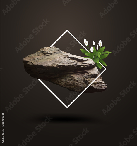 Vector stone podium for product presentation display design, Podium cosmetic and fashion ideas concept