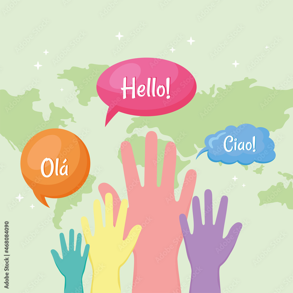 Obraz premium hands and global hello