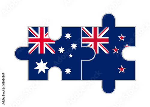 puzzle pieces of australia and new zealand flags. vector illustration isolated on white background