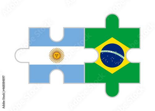 puzzle pieces of argentina and brazil flags. vector illustration isolated on white background