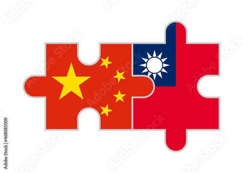 puzzle pieces of china and taiwan flags. vector illustration isolated on white background