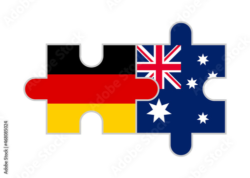 puzzle pieces of germany and australia flags. vector illustration isolated on white background